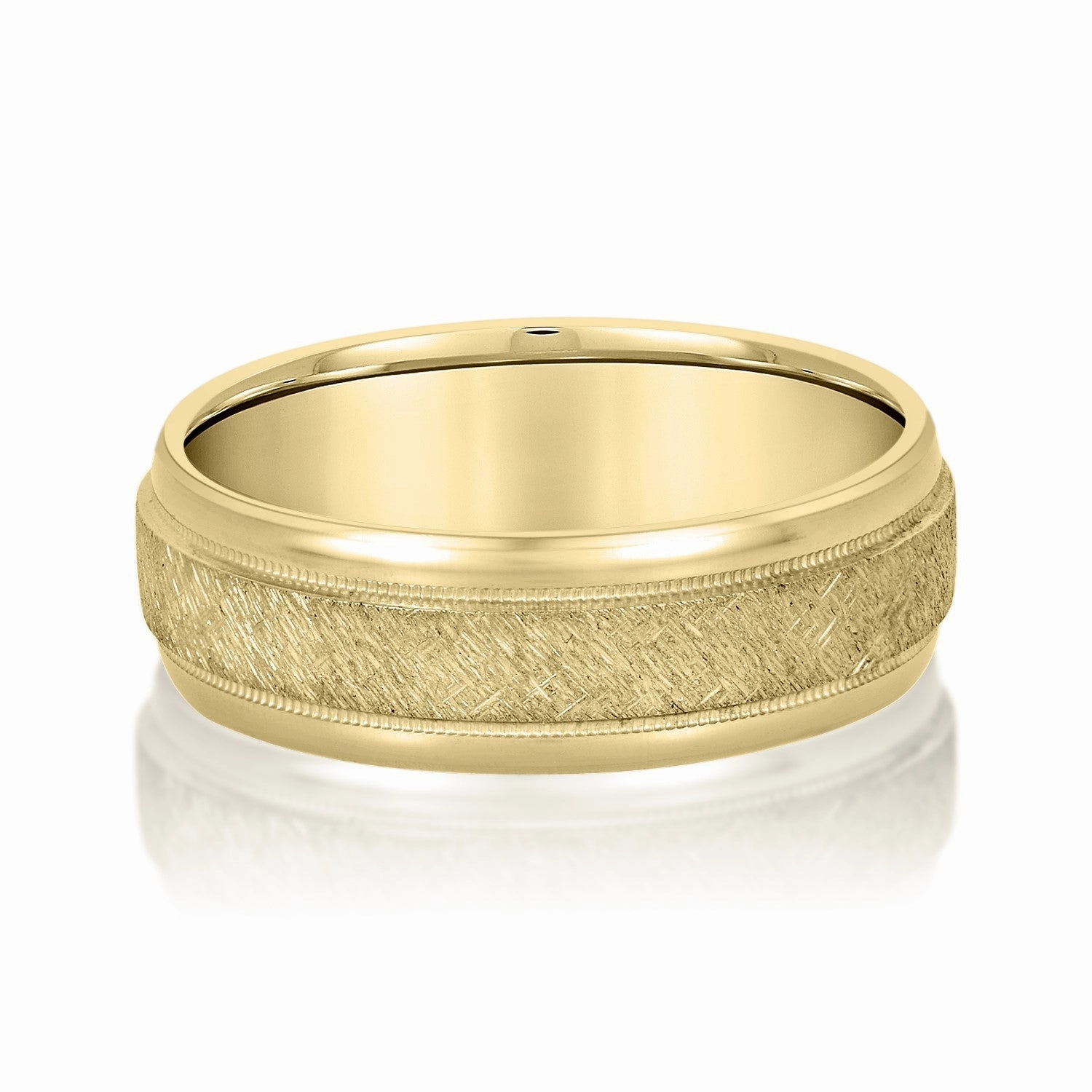 Men's Scratch-Finish Milgrain Wedding Band
