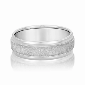 Men's Scratch-Finish Milgrain Wedding Band