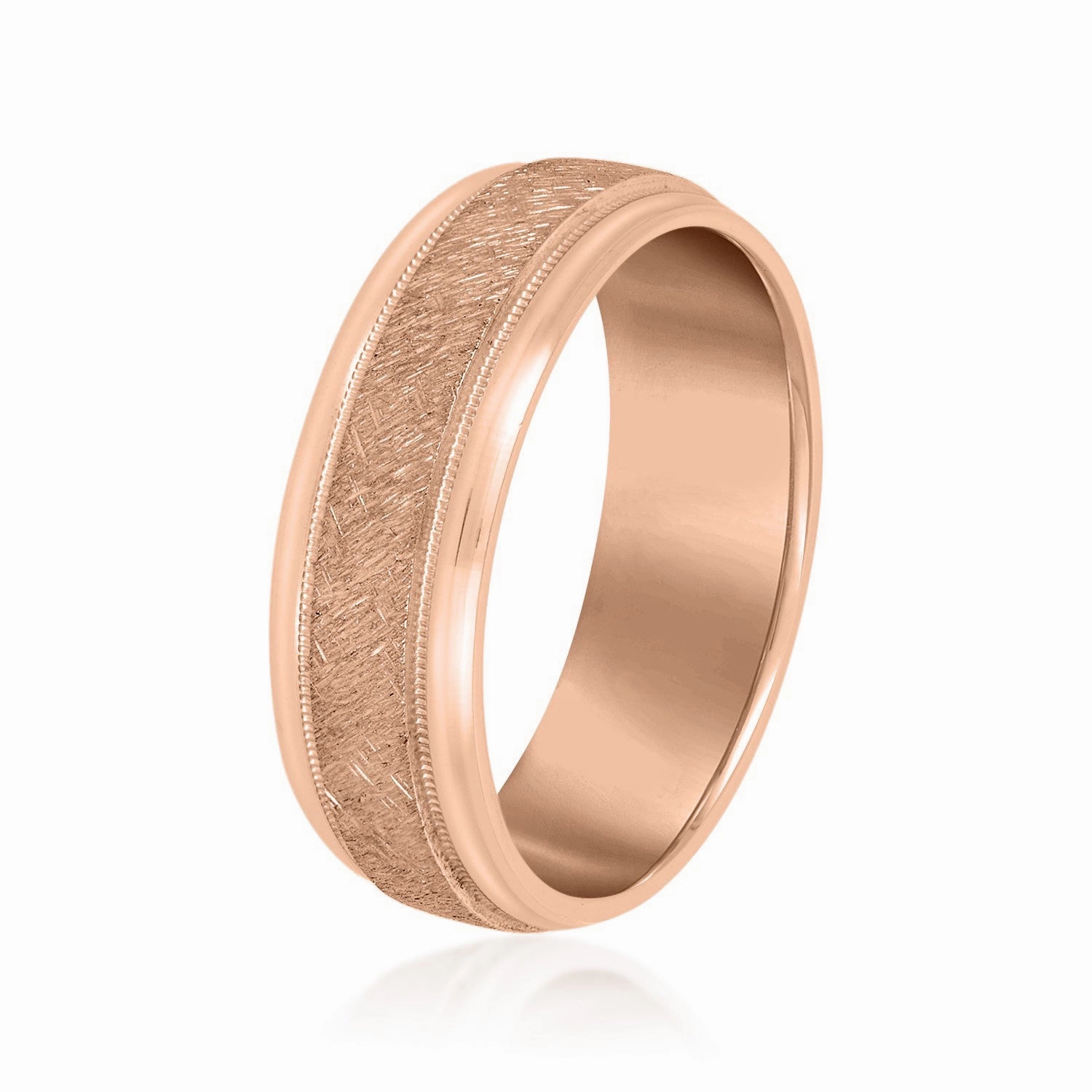 Men's Scratch-Finish Milgrain Wedding Band