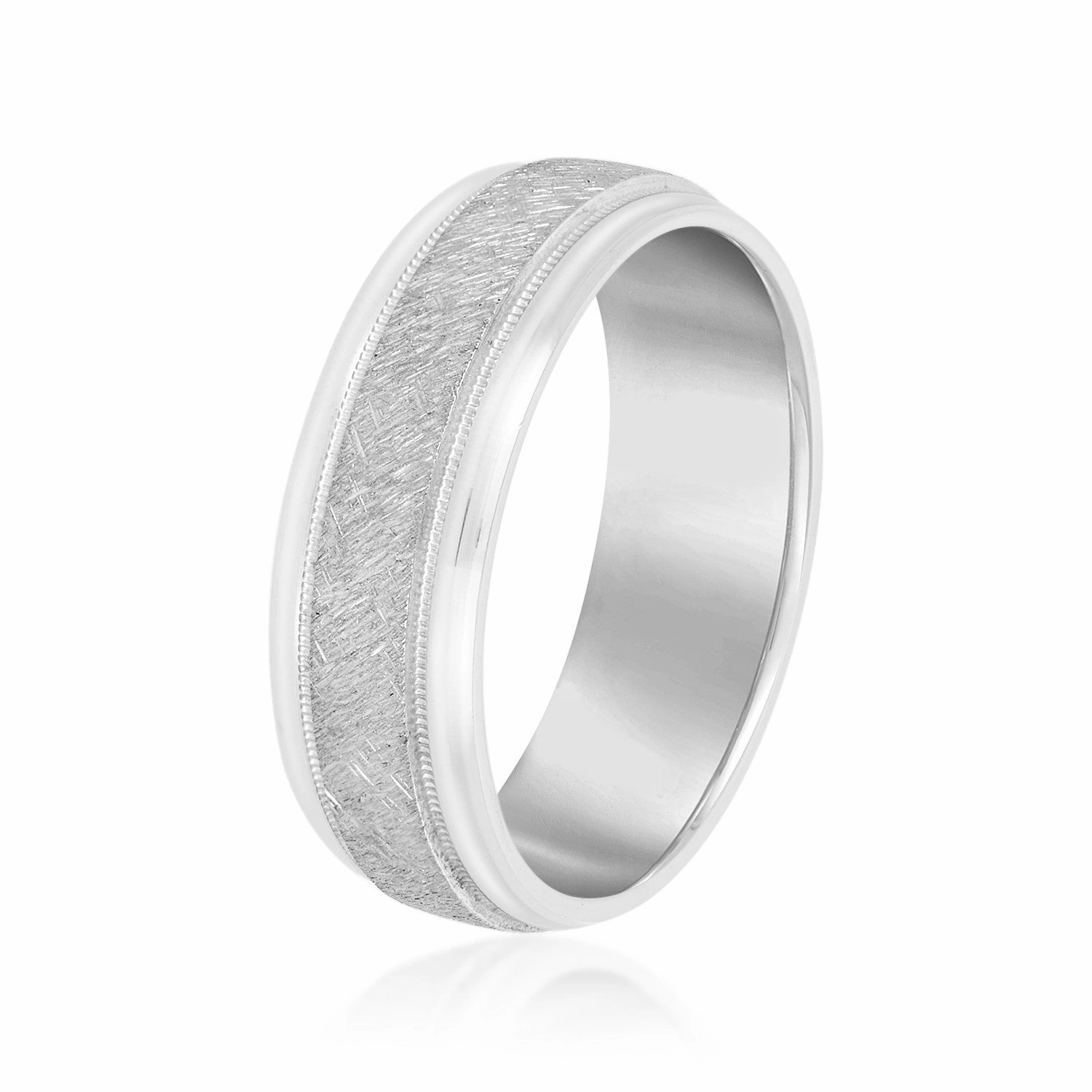 Men's Scratch-Finish Milgrain Wedding Band