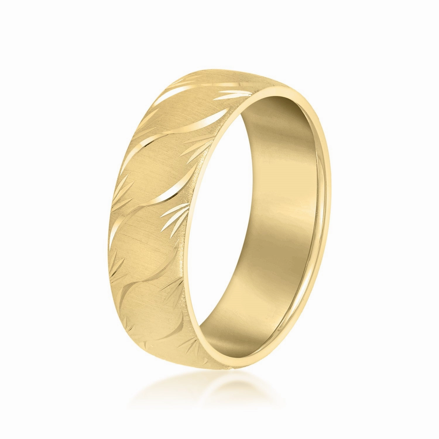 Men's Slightly Wave Engraved Band