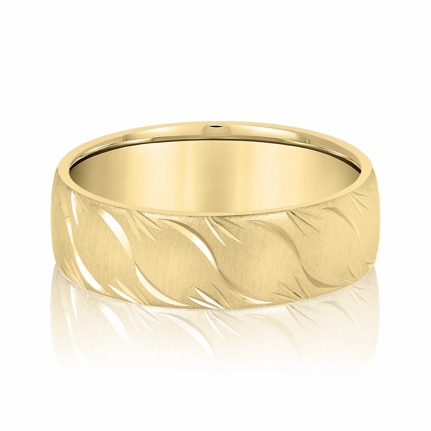Men's Slightly Wave Engraved Band