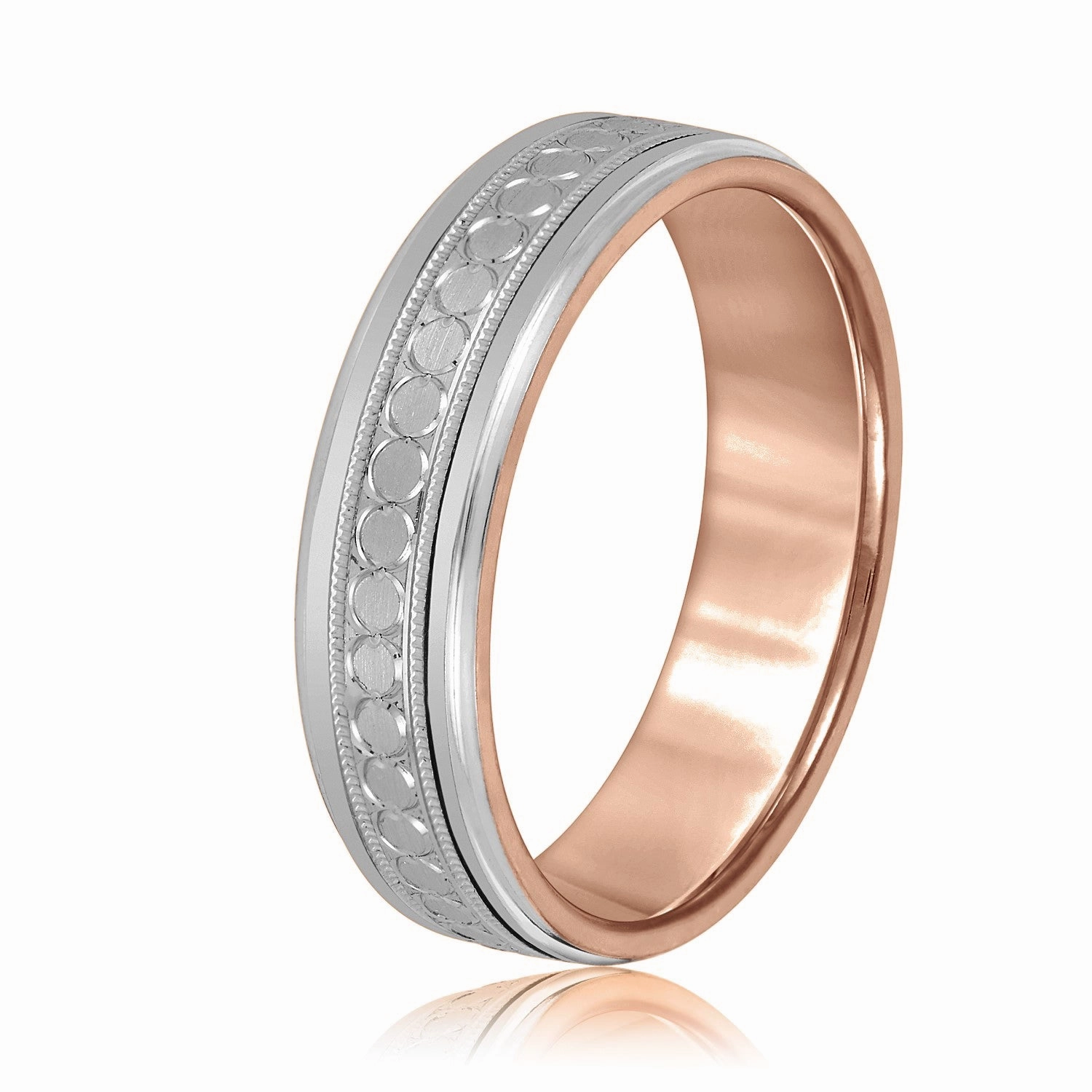 Men's Stamped Design Milgrain Band