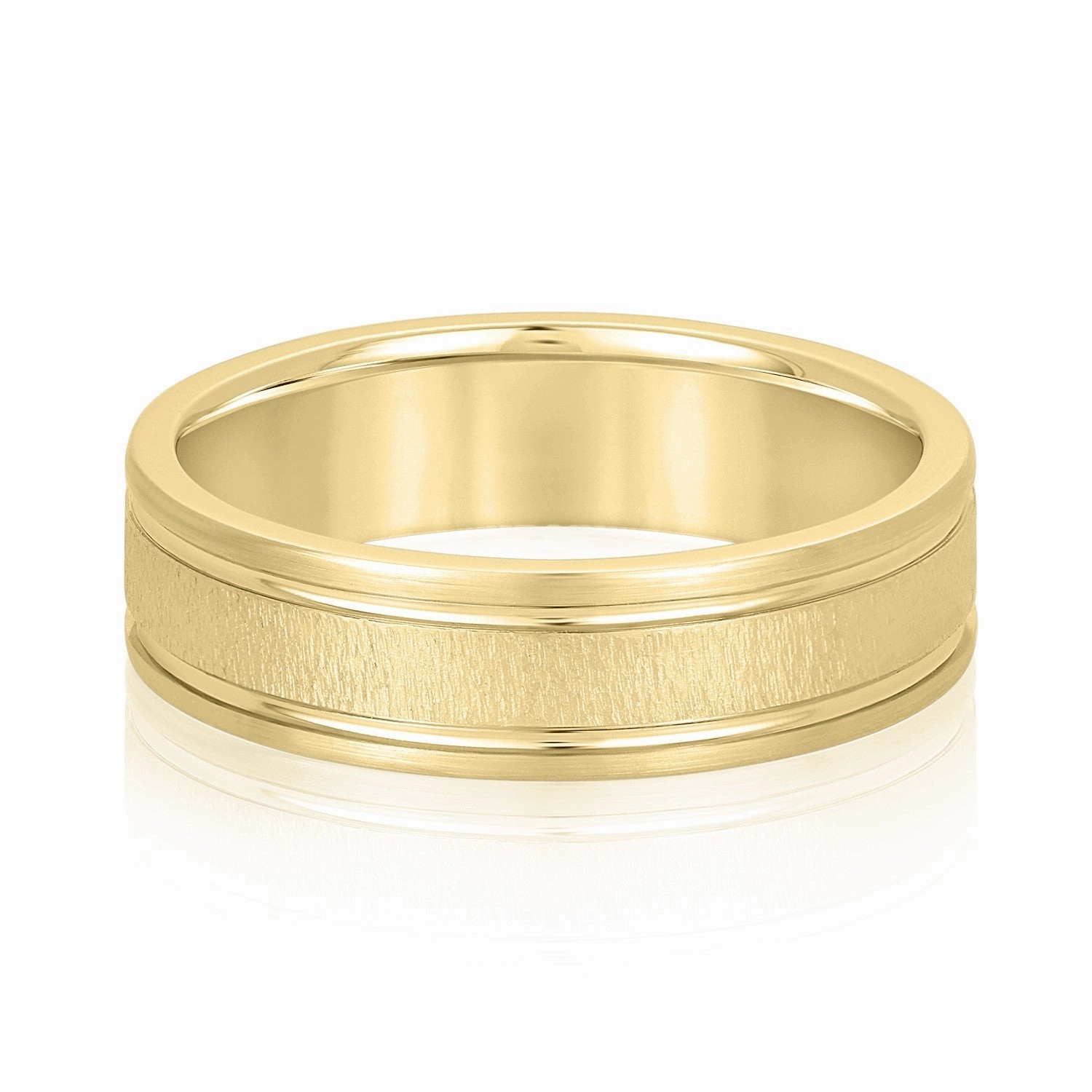 Men's Textured Inlay and Double Groove Style Band