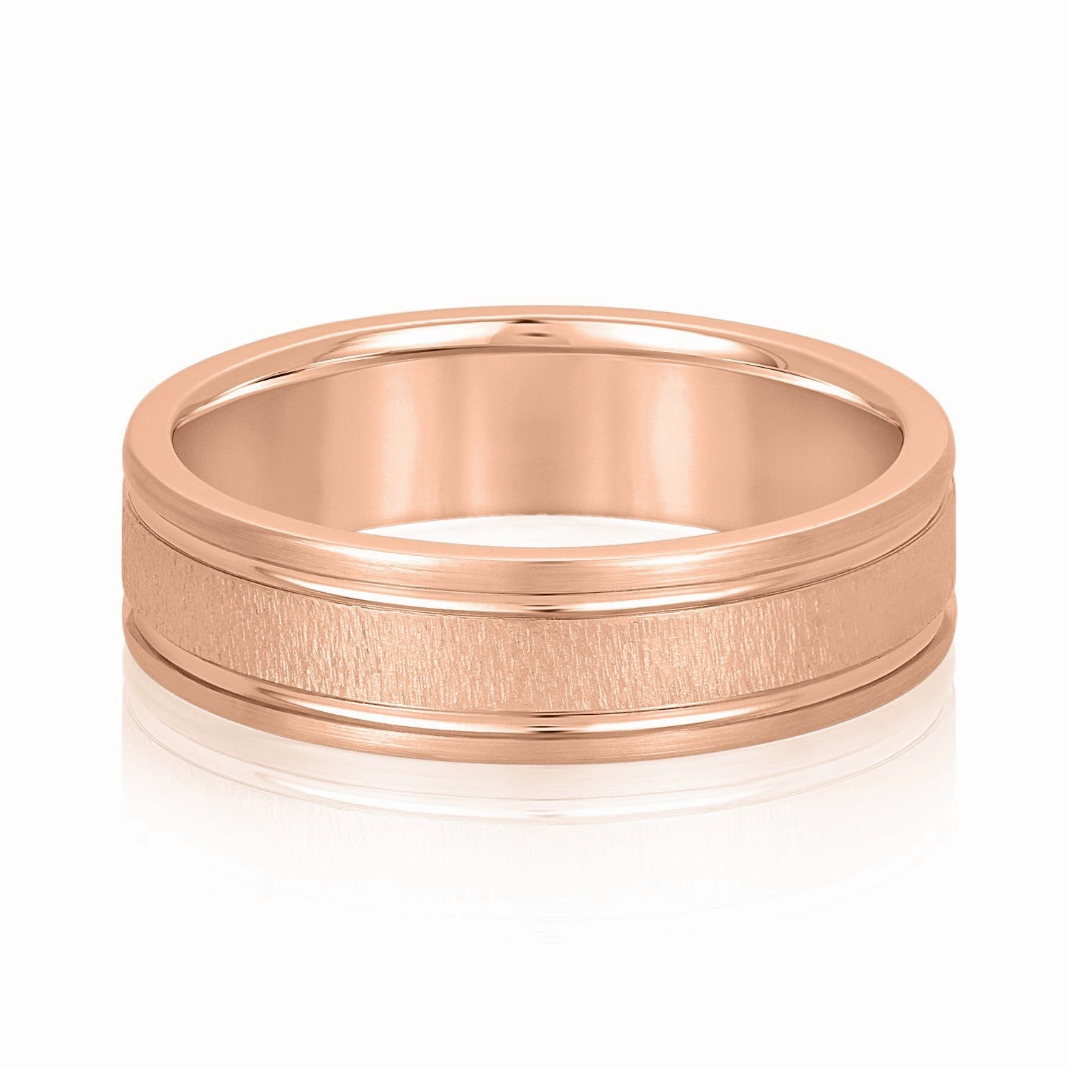 Men's Textured Inlay and Double Groove Style Band