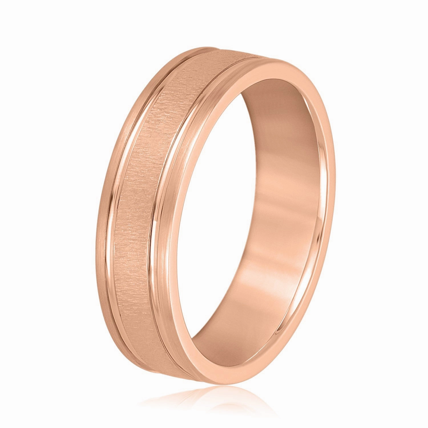 Men's Textured Inlay and Double Groove Style Band