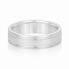 Men's Textured Inlay and Double Groove Style Band