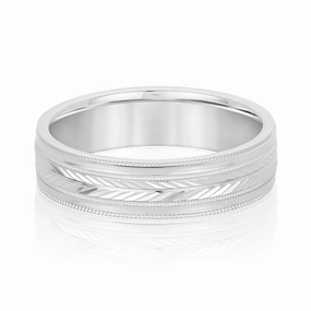 Men's Wheat Pattern Band with Milgrain