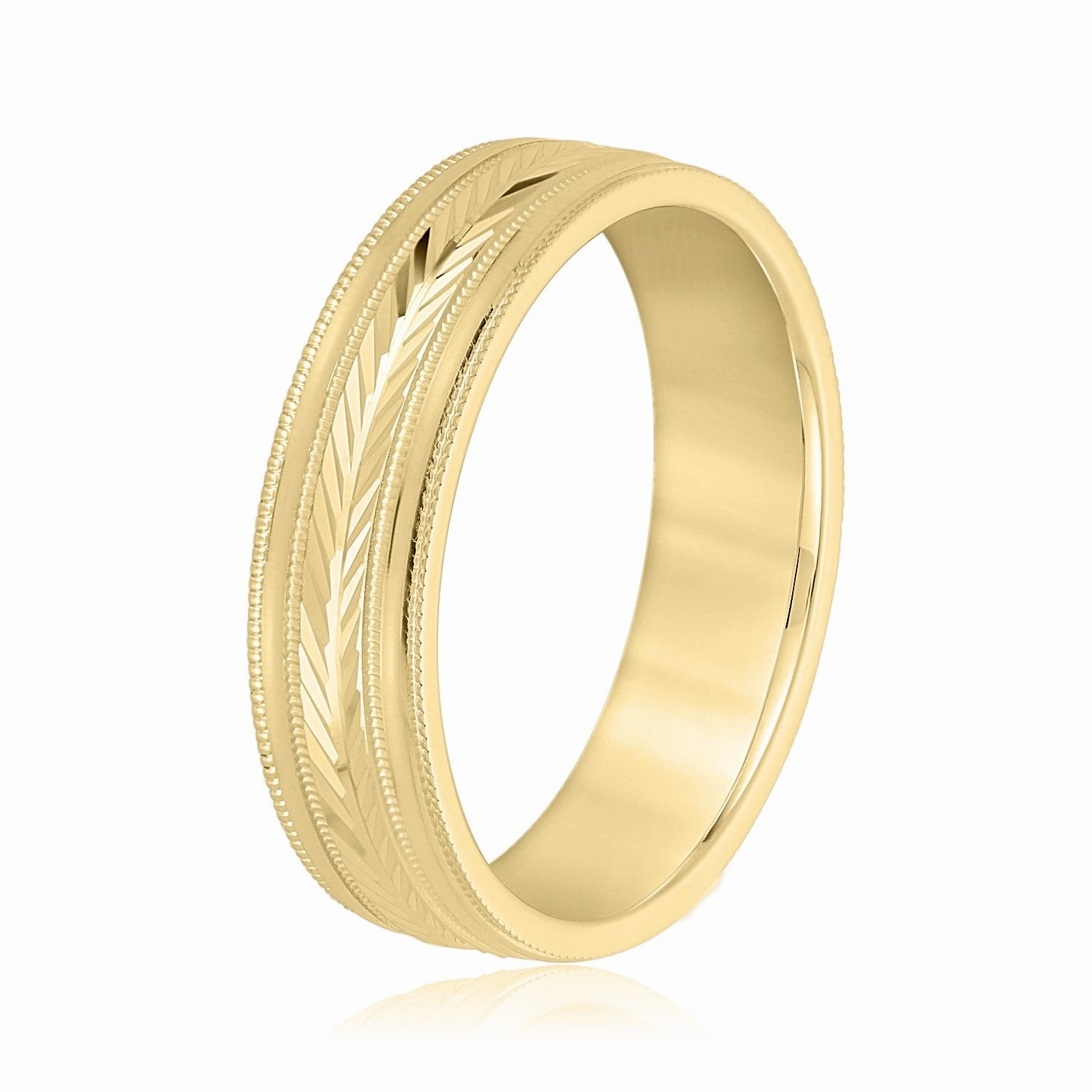 Men's Wheat Pattern Band with Milgrain