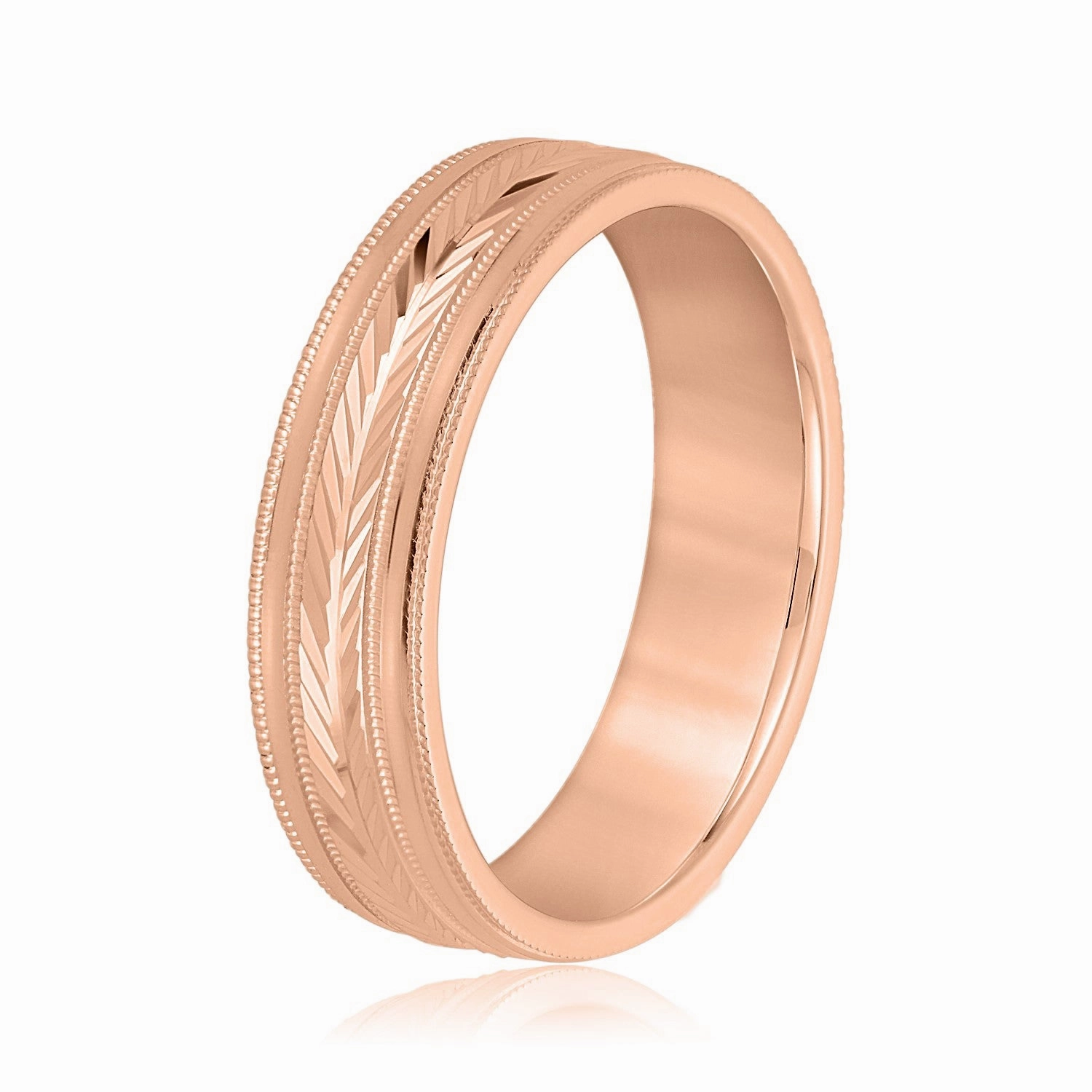 Men's Wheat Pattern Band with Milgrain