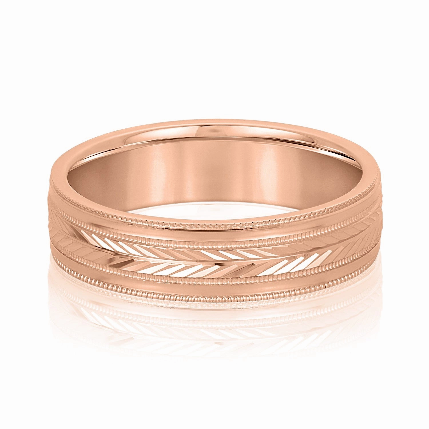 Men's Wheat Pattern Band with Milgrain