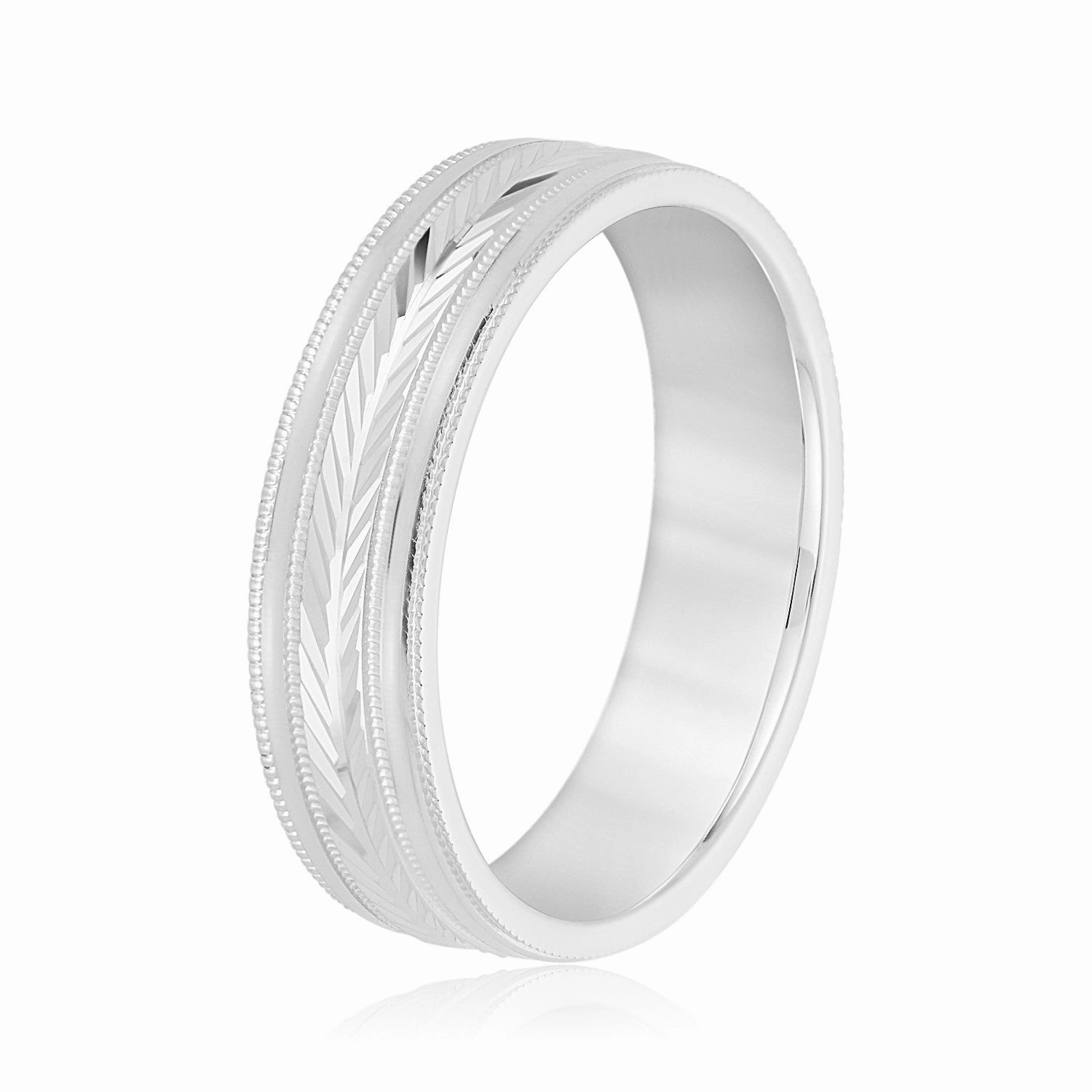 Men's Wheat Pattern Band with Milgrain