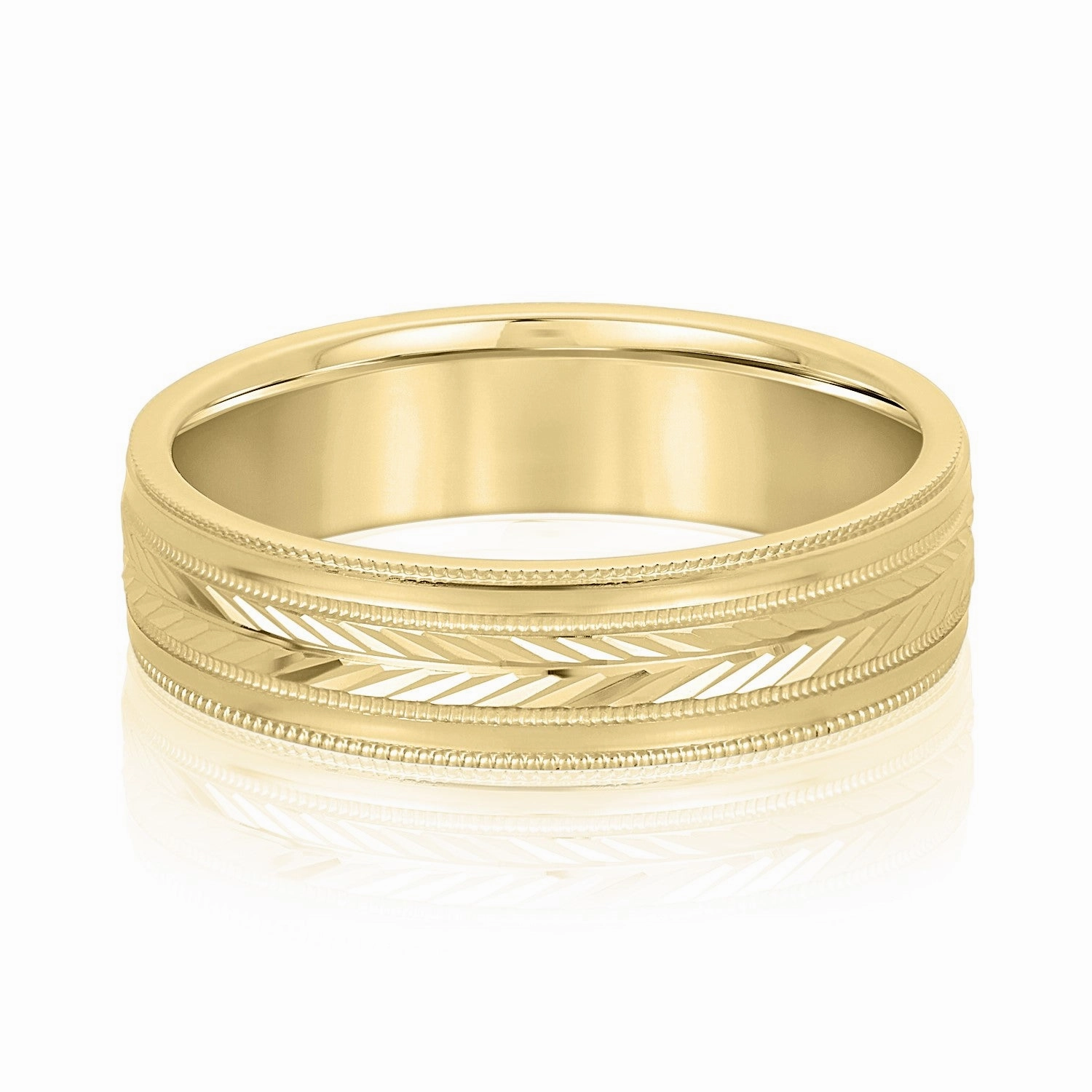 Men's Wheat Pattern Band with Milgrain