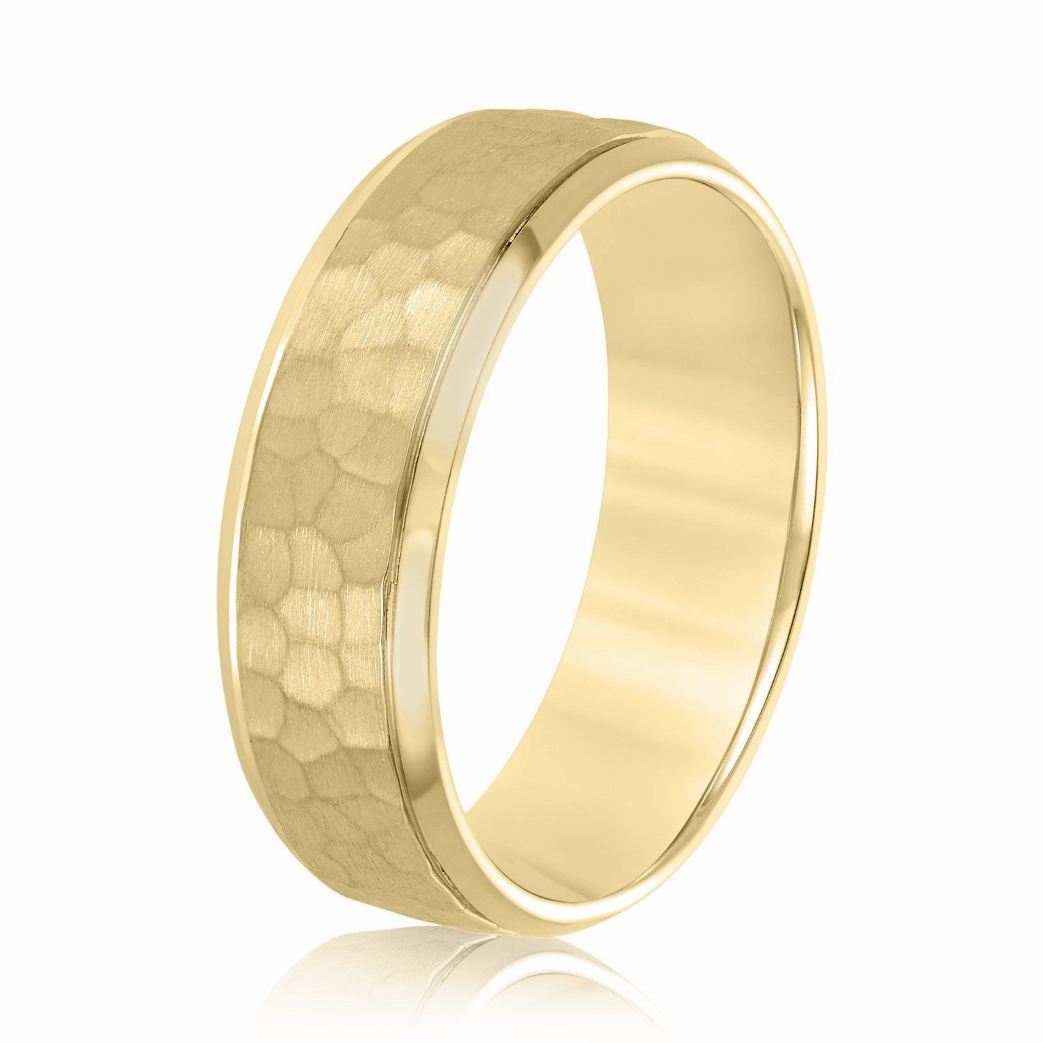 Mens Bevered Comfort Fit Hammered Band