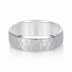 Mens Bevered Comfort Fit Hammered Band