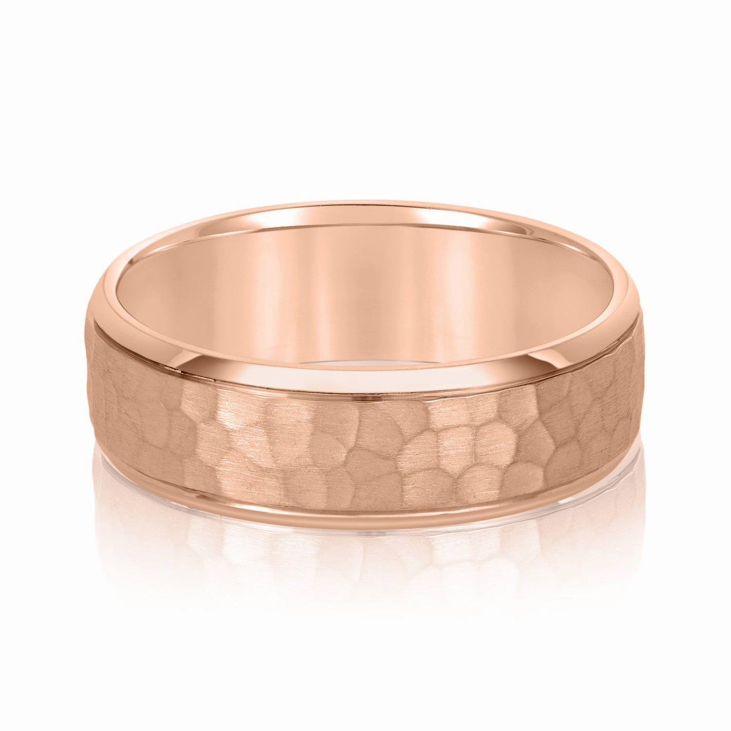 Mens Bevered Comfort Fit Hammered Band