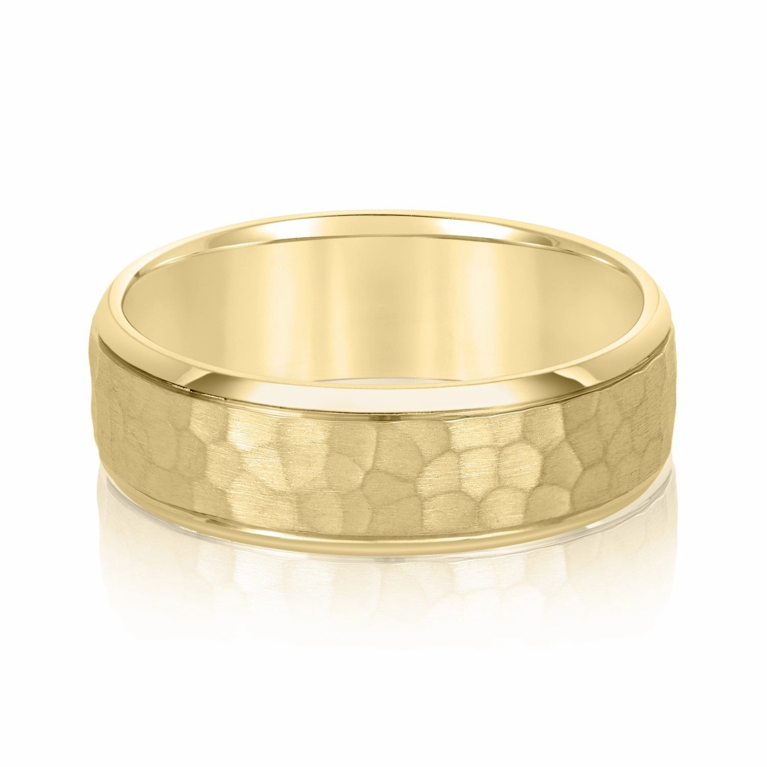 Mens Bevered Comfort Fit Hammered Band