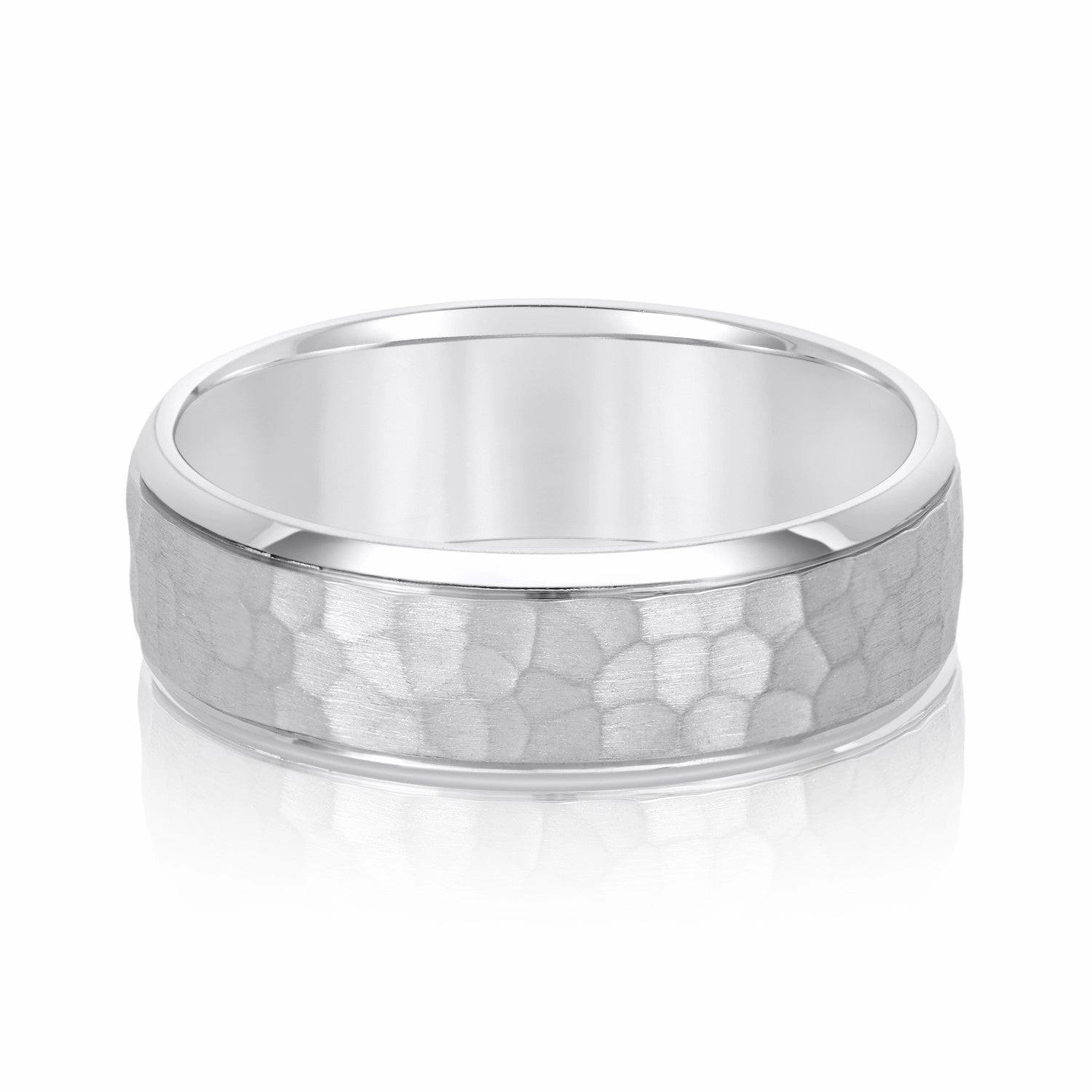 Mens Bevered Comfort Fit Hammered Band