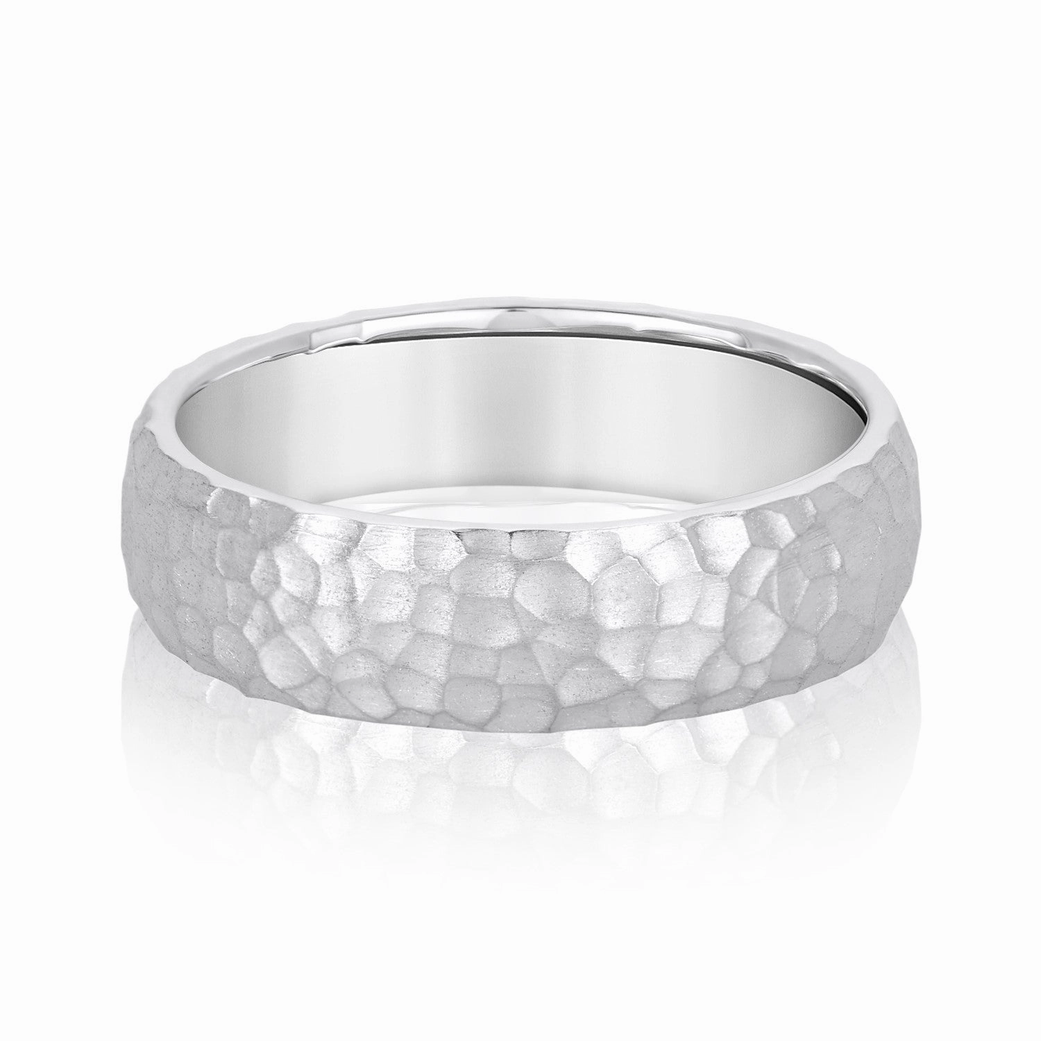 Mens Classic Hammered Wedding Band