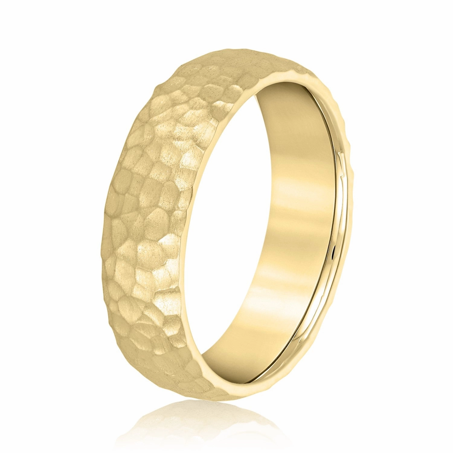 Mens Classic Hammered Wedding Band
