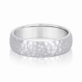 Mens Classic Hammered Wedding Band