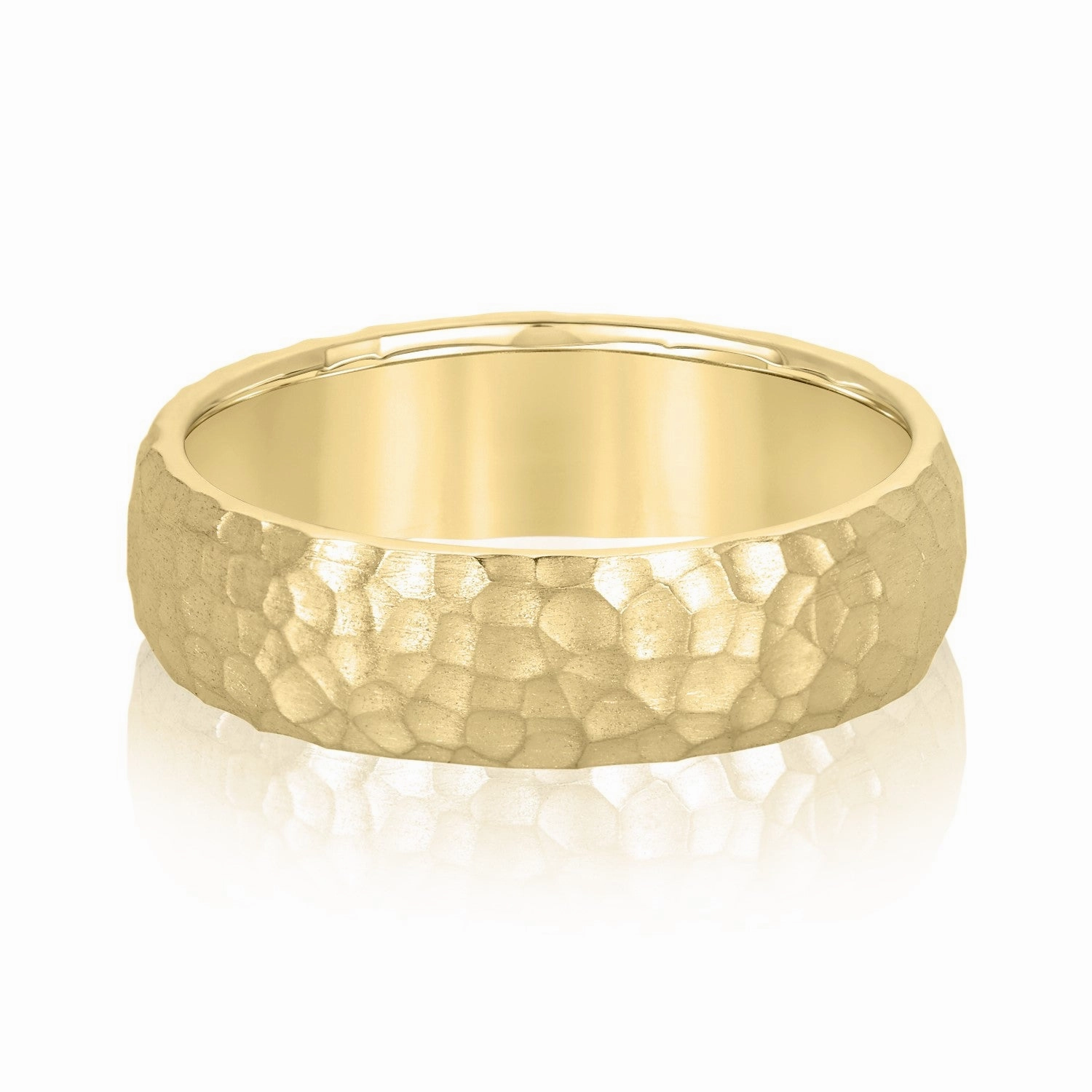 Mens Classic Hammered Wedding Band