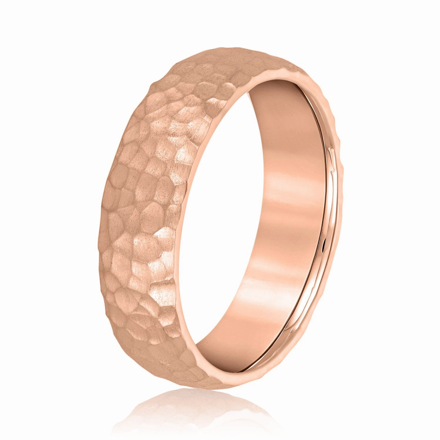 Mens Classic Hammered Wedding Band