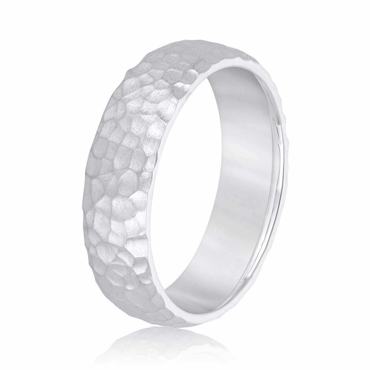 Mens Classic Hammered Wedding Band