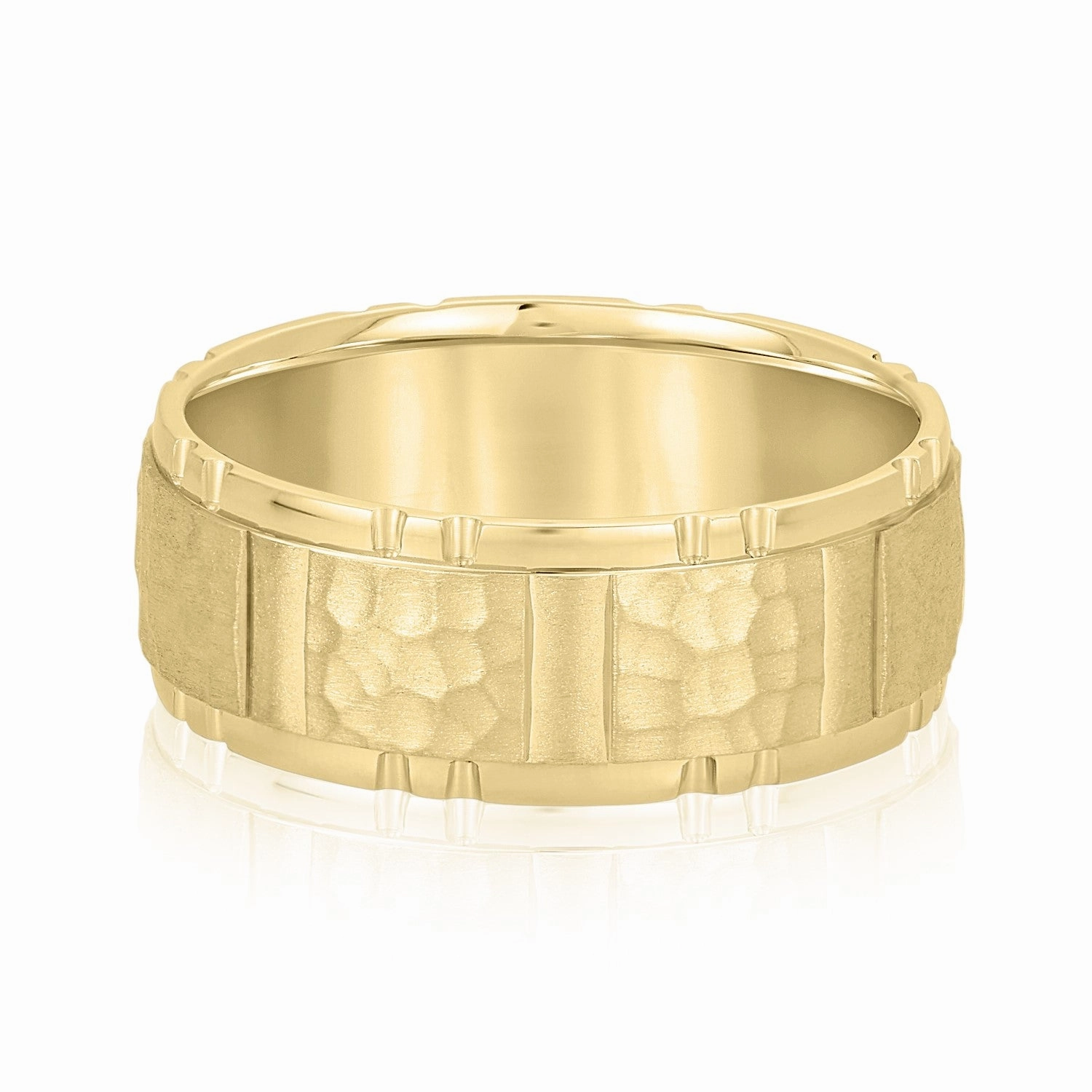 Mens Striped Hammered Brick Pattern Wedding Band