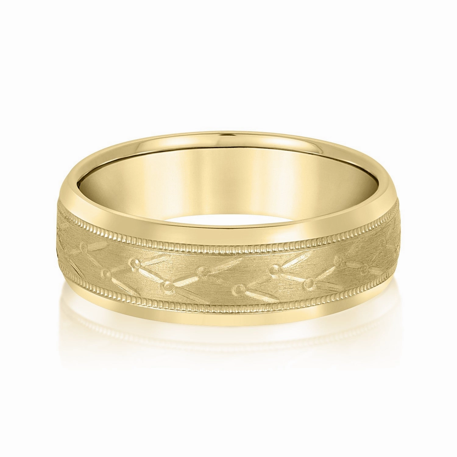 Mens Unique Design Pattern Band with Milgrain Accent