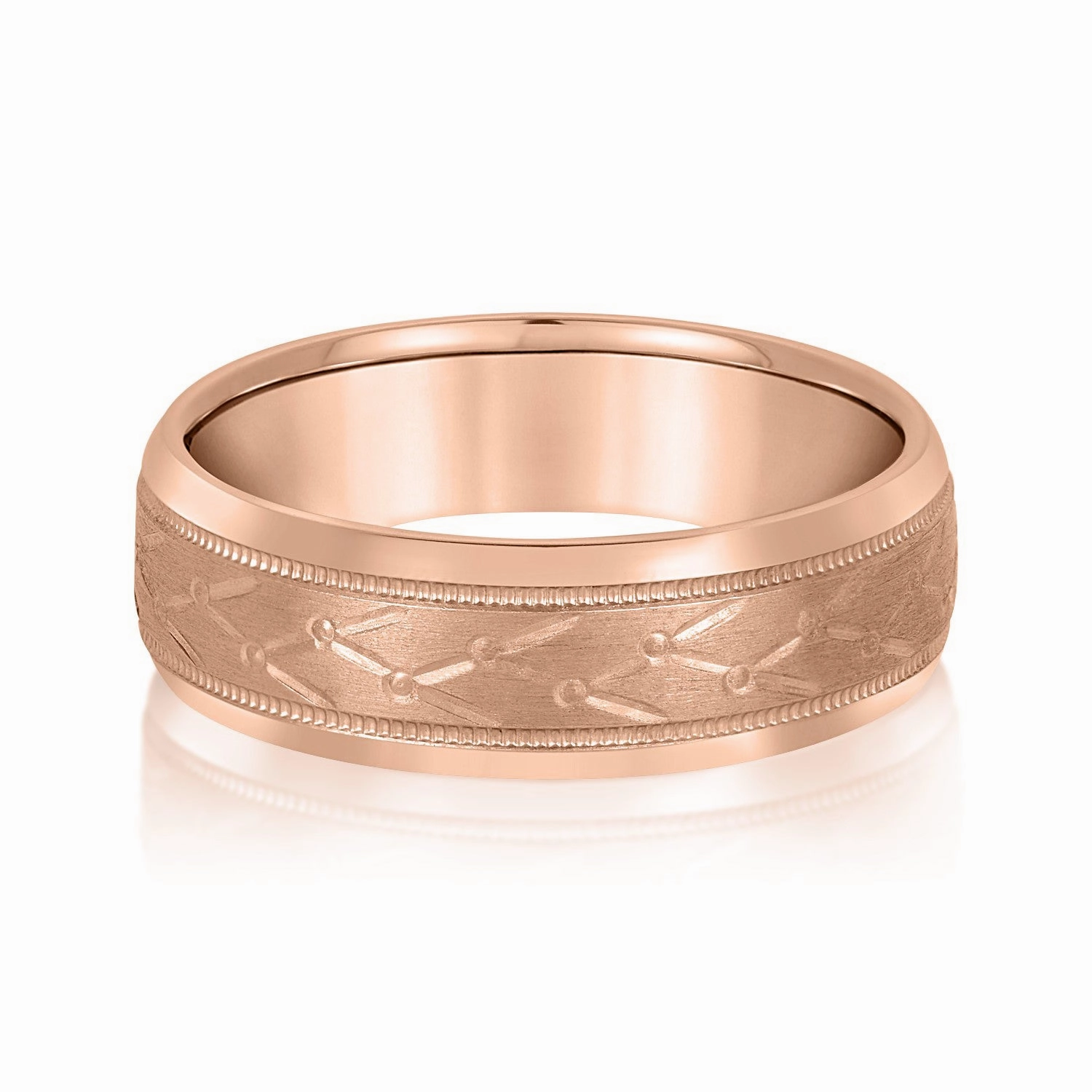 Mens Unique Design Pattern Band with Milgrain Accent