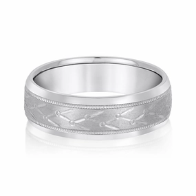 Mens Unique Design Pattern Band with Milgrain Accent