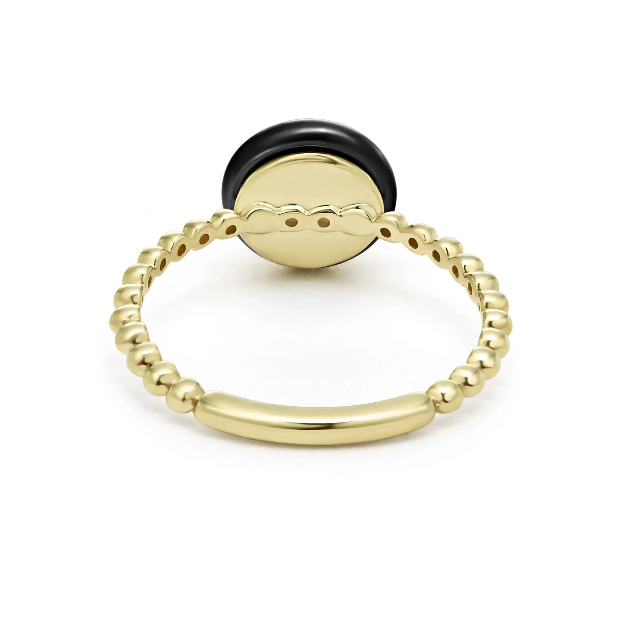 Meridian 18K Gold Caviar Black Ceramic Ring