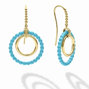 Meridian 18K Gold and Blue Ceramic Circle Drop Earrings