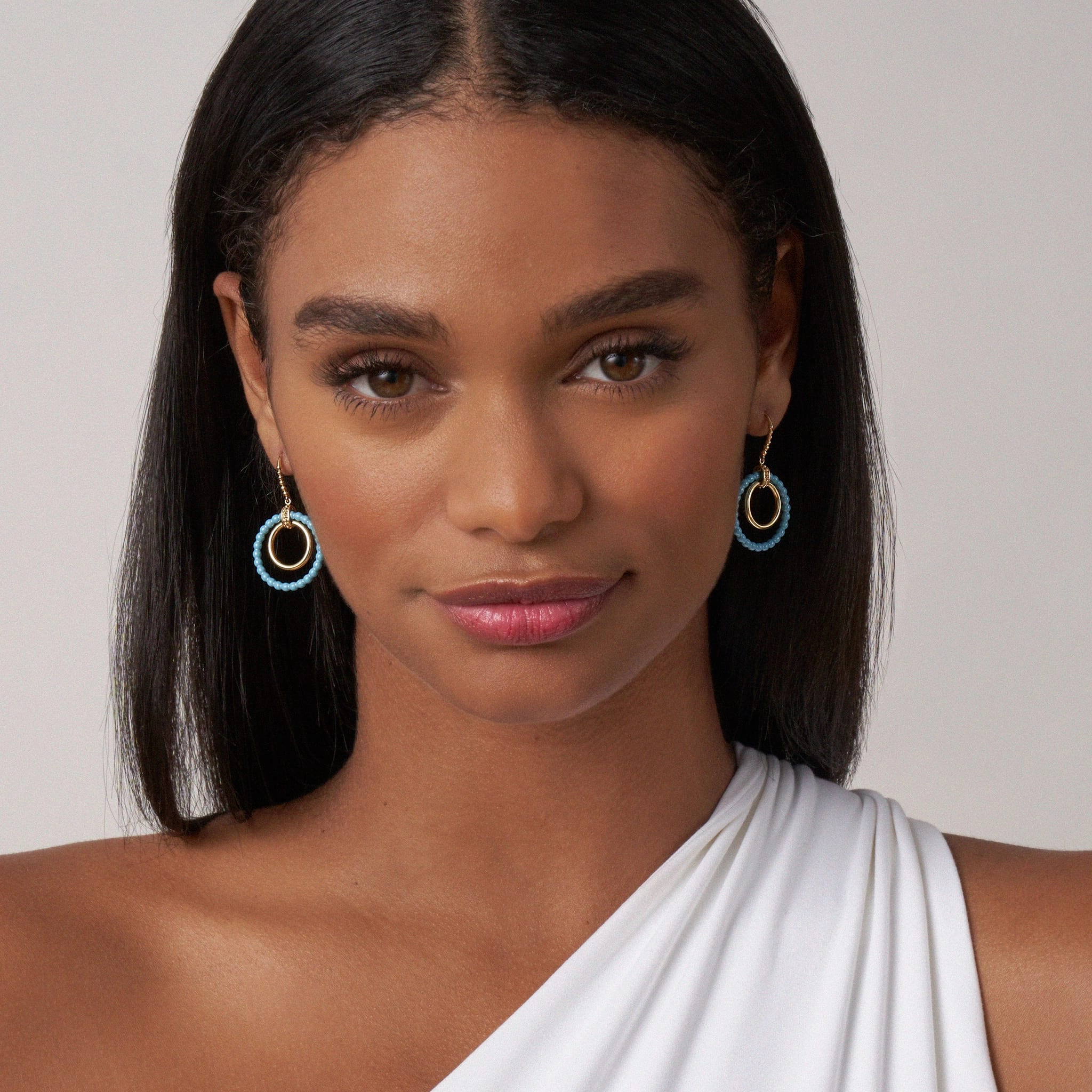 Meridian 18K Gold and Blue Ceramic Circle Drop Earrings