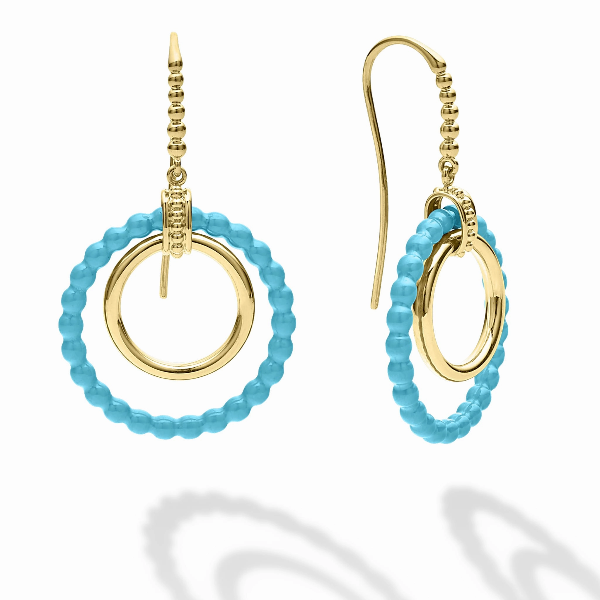 Meridian 18K Gold and Blue Ceramic Circle Drop Earrings