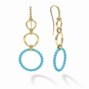 Meridian 18K Gold and Blue Ceramic Circle Drop Earrings