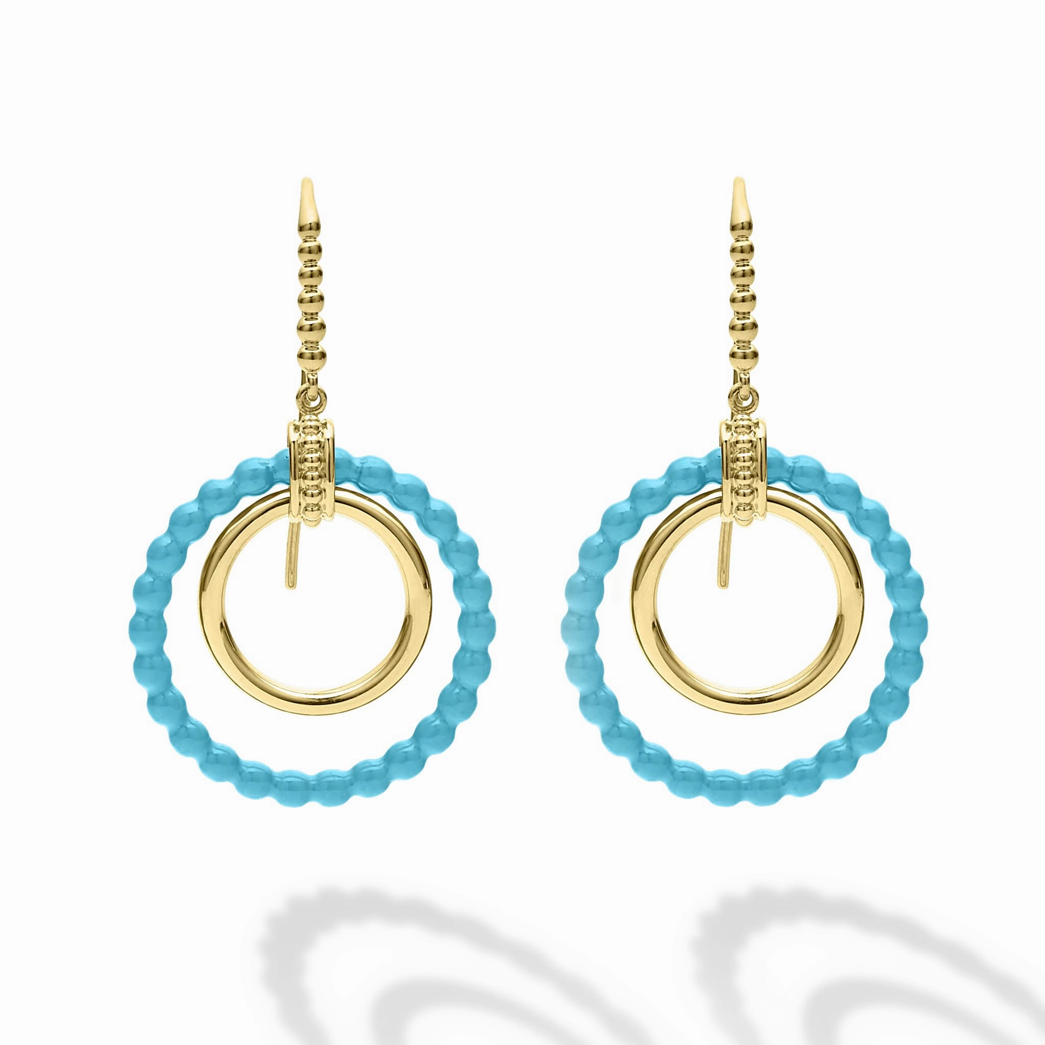Meridian 18K Gold and Blue Ceramic Circle Drop Earrings