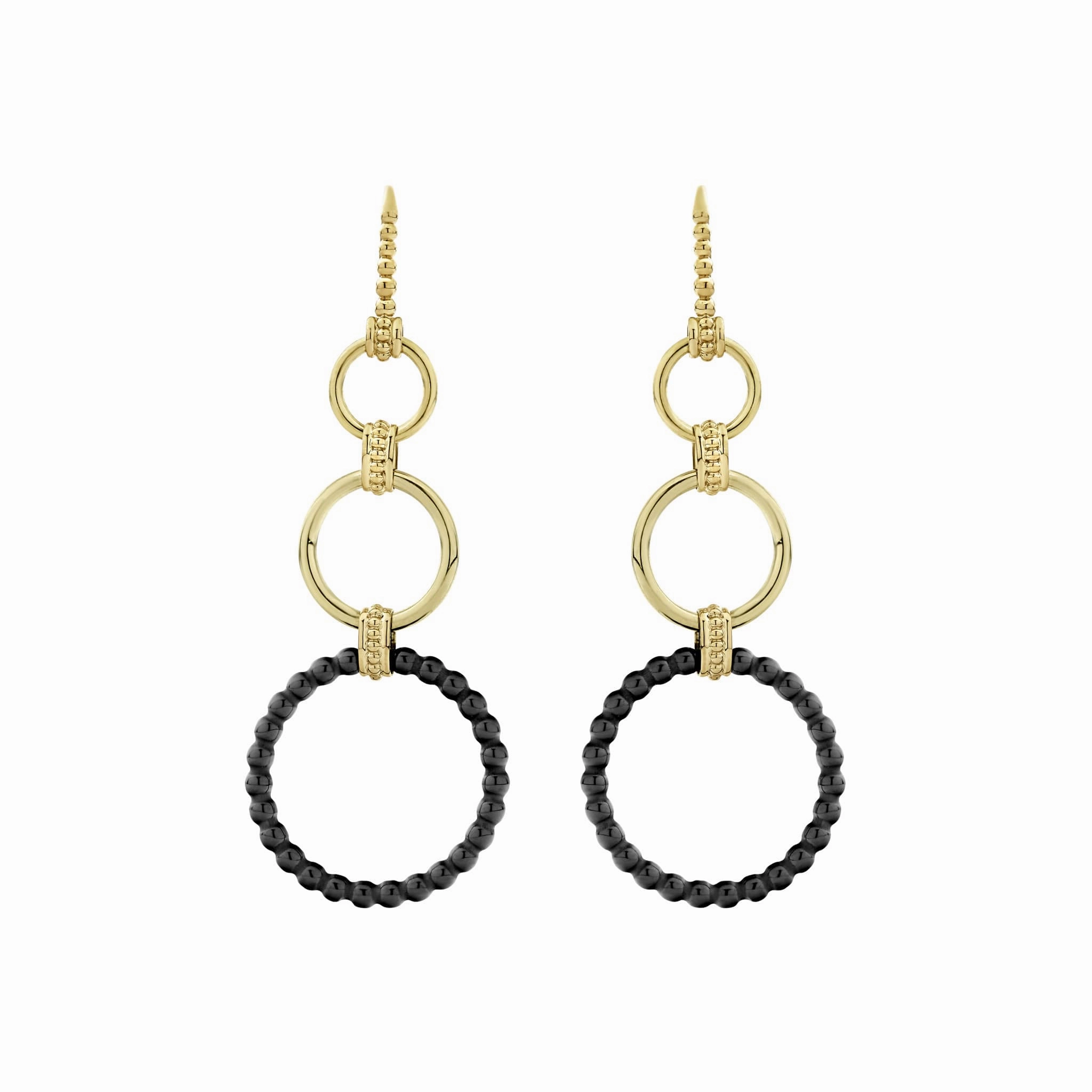 Meridian 18K Gold and Ceramic Circle Drop Earrings