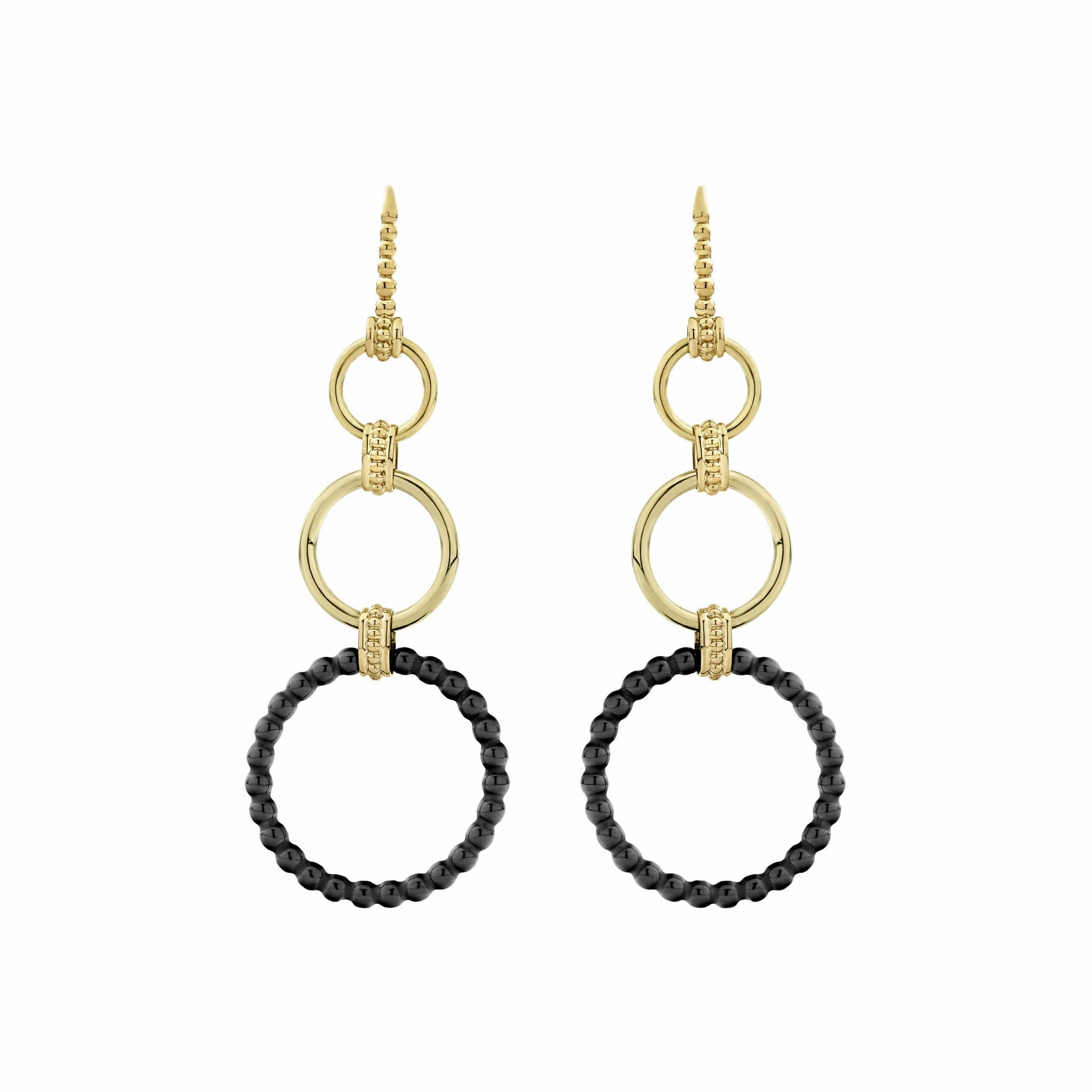 Meridian 18K Gold and Ceramic Circle Drop Earrings