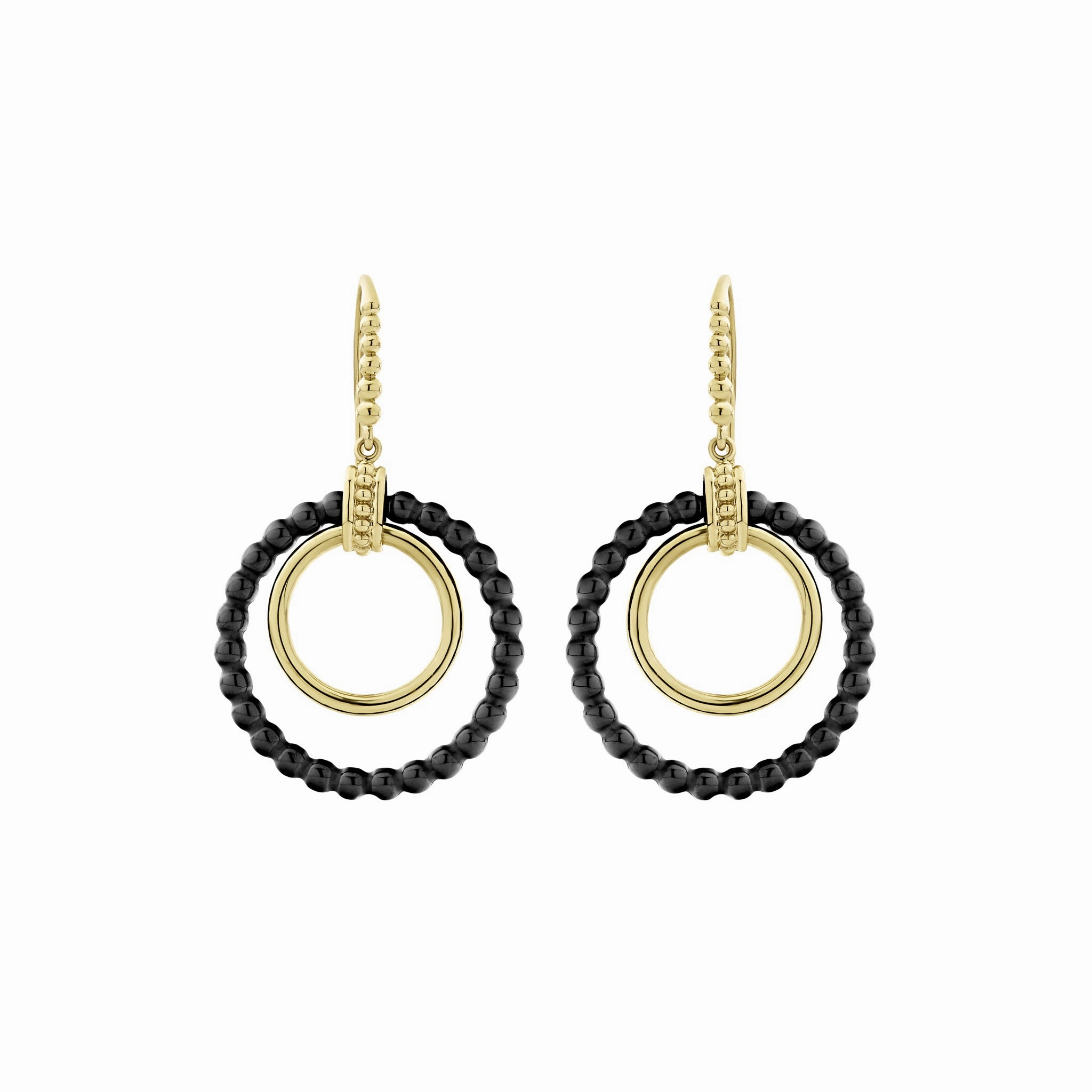 Meridian 18K Gold and Ceramic Circle Drop Earrings