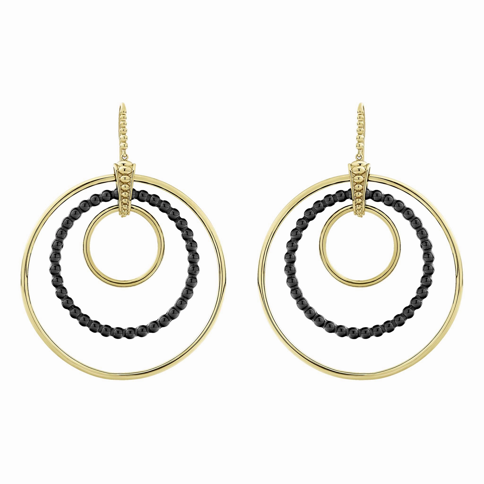 Meridian Statement 18K Gold and Ceramic Circle Drop Earrings