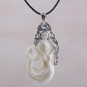 Mermaid Fantasy Leather Pendant Necklace