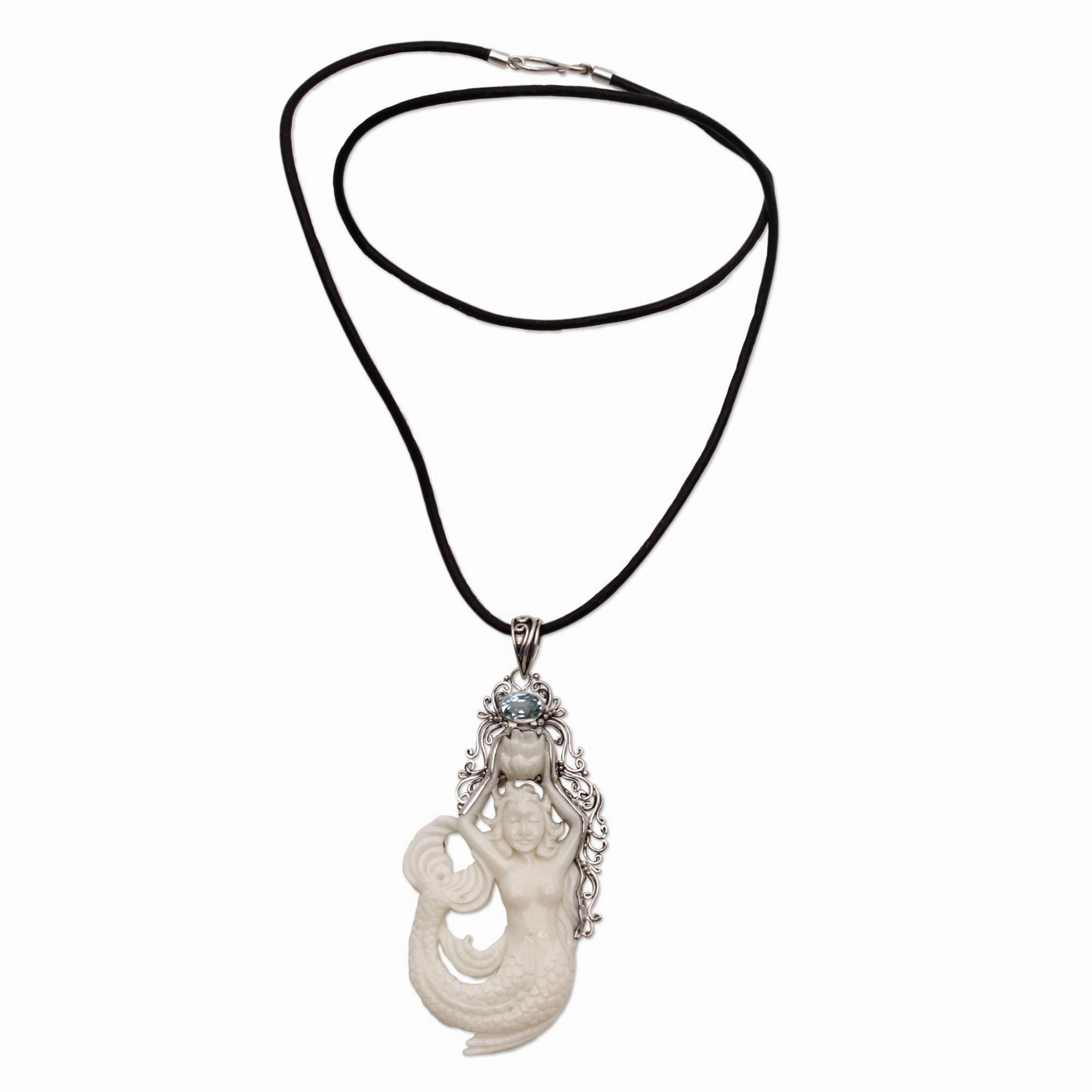 Mermaid Fantasy Leather Pendant Necklace