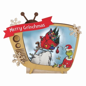 Merry Grinchmas Light Up TV Table Wood Dcor 12" Decorative Mirror,Home Decor Mirror