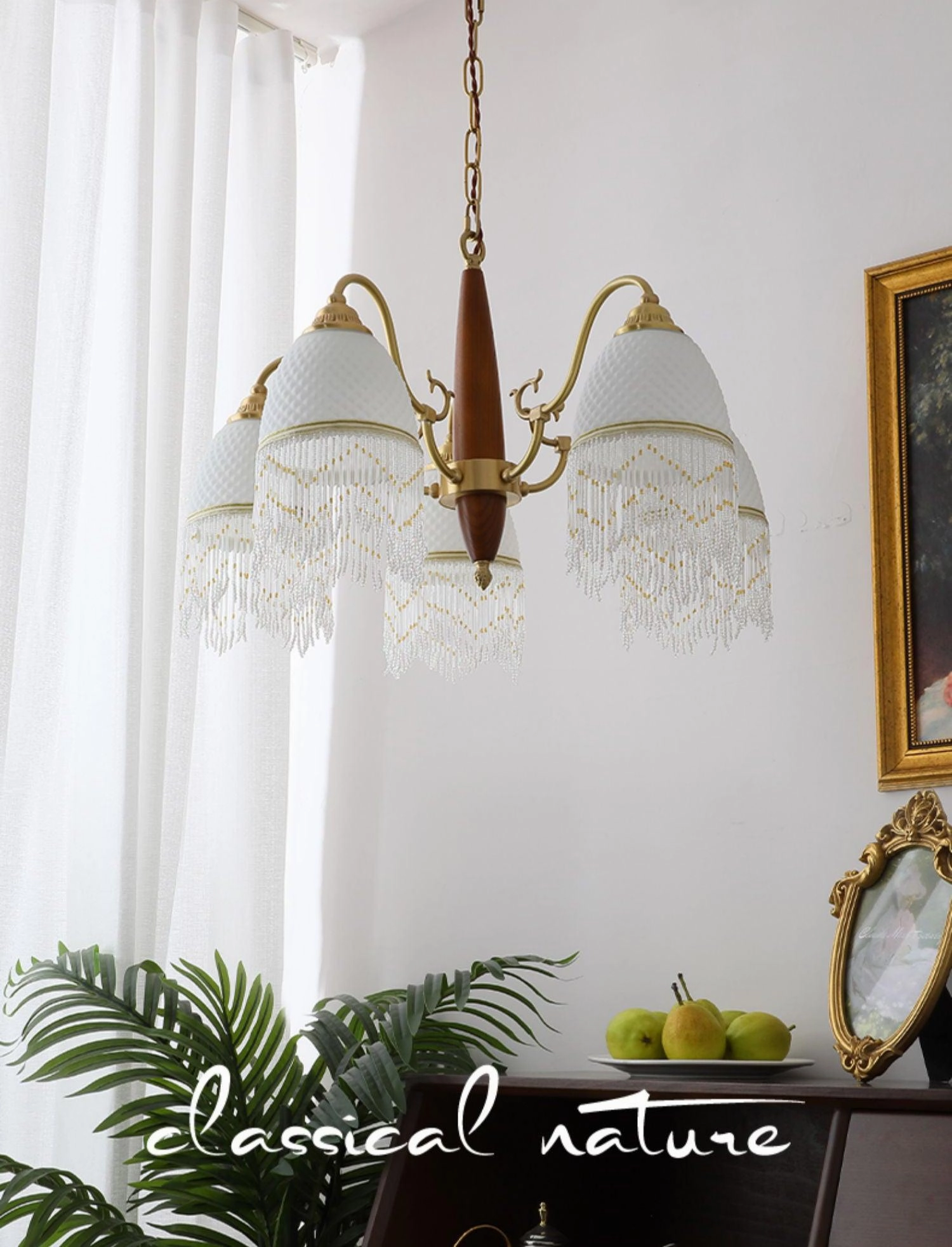 Mesh Tassel Glass Chandelier