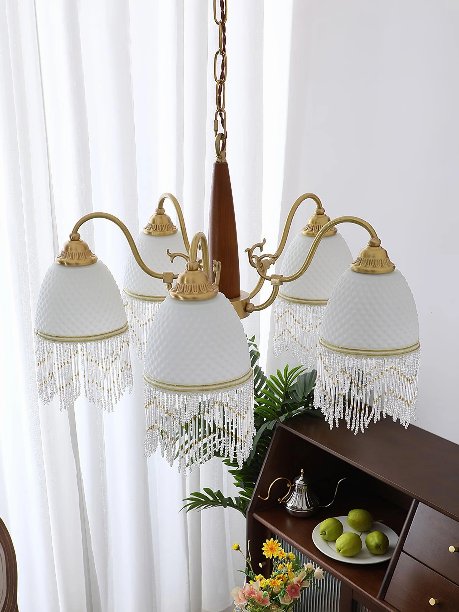 Mesh Tassel Glass Chandelier