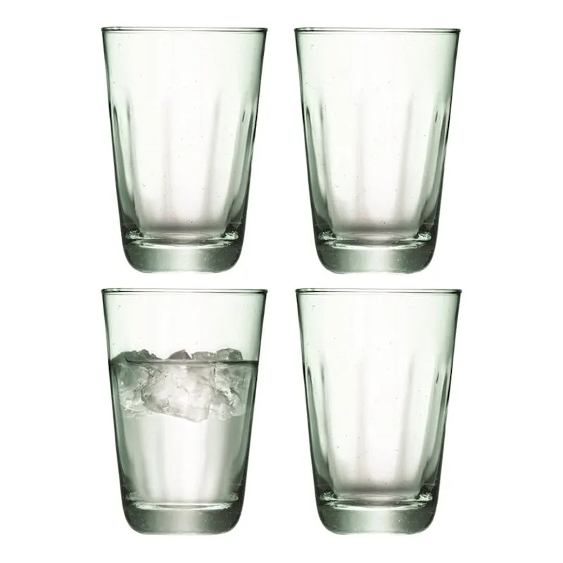 Mia Set of 4 highball tumblers, 350ml, recycled glass ceramic platter, appetizer tray