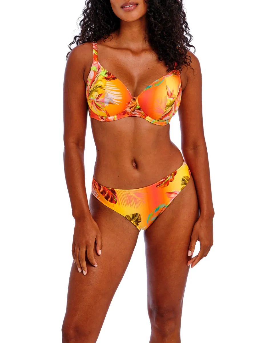 Miami Sunset Plunge Bikini Top - Papaya