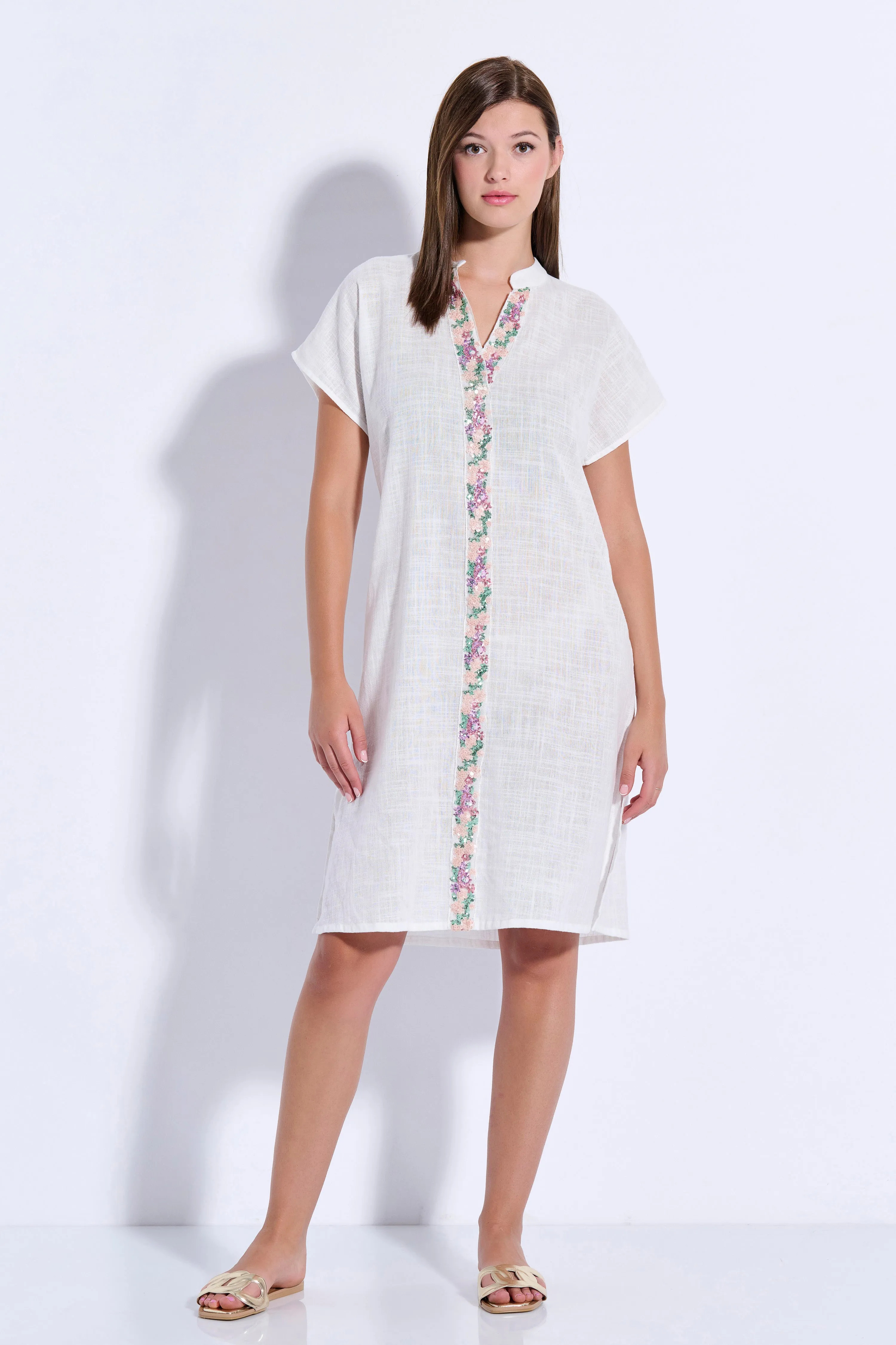 Midi Japanese-Style Dress with Trim (8084)